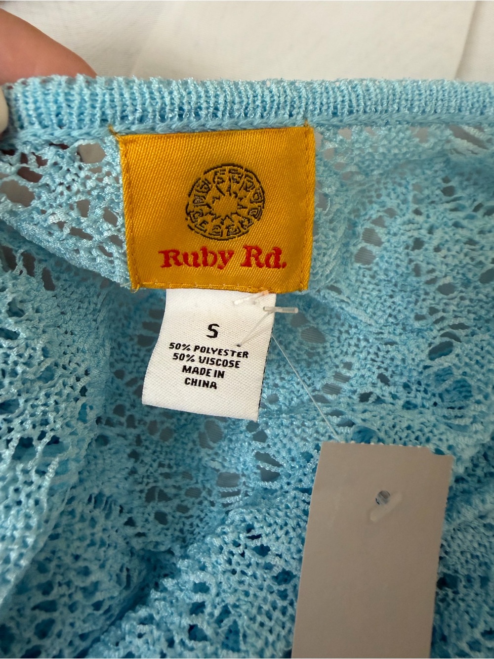 Ruby Rd. Light Blue Open Knit Cardigan - Picture 5 of 7